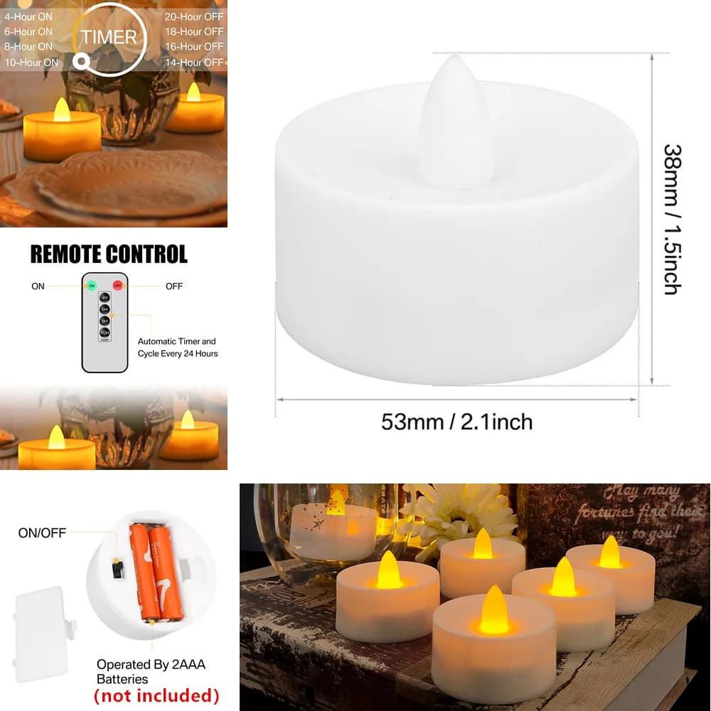 Bougie LED sans flamme avec/sans télécommande, éclairage à flamme vacillante, bougie chauffe-plat po