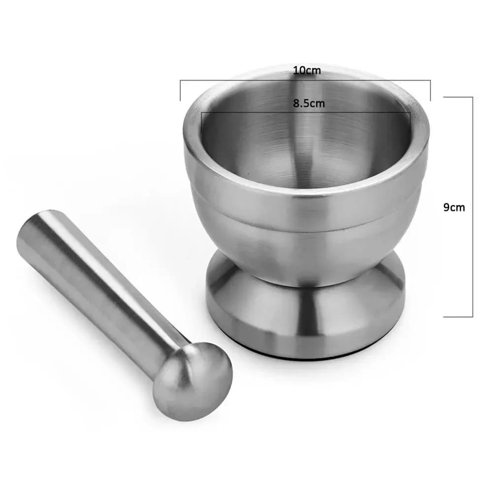 Double Mortier D.lique en Acier Inoxydable, Salière et Pilon, Filles sur Piédestal, Pot à Presser, M