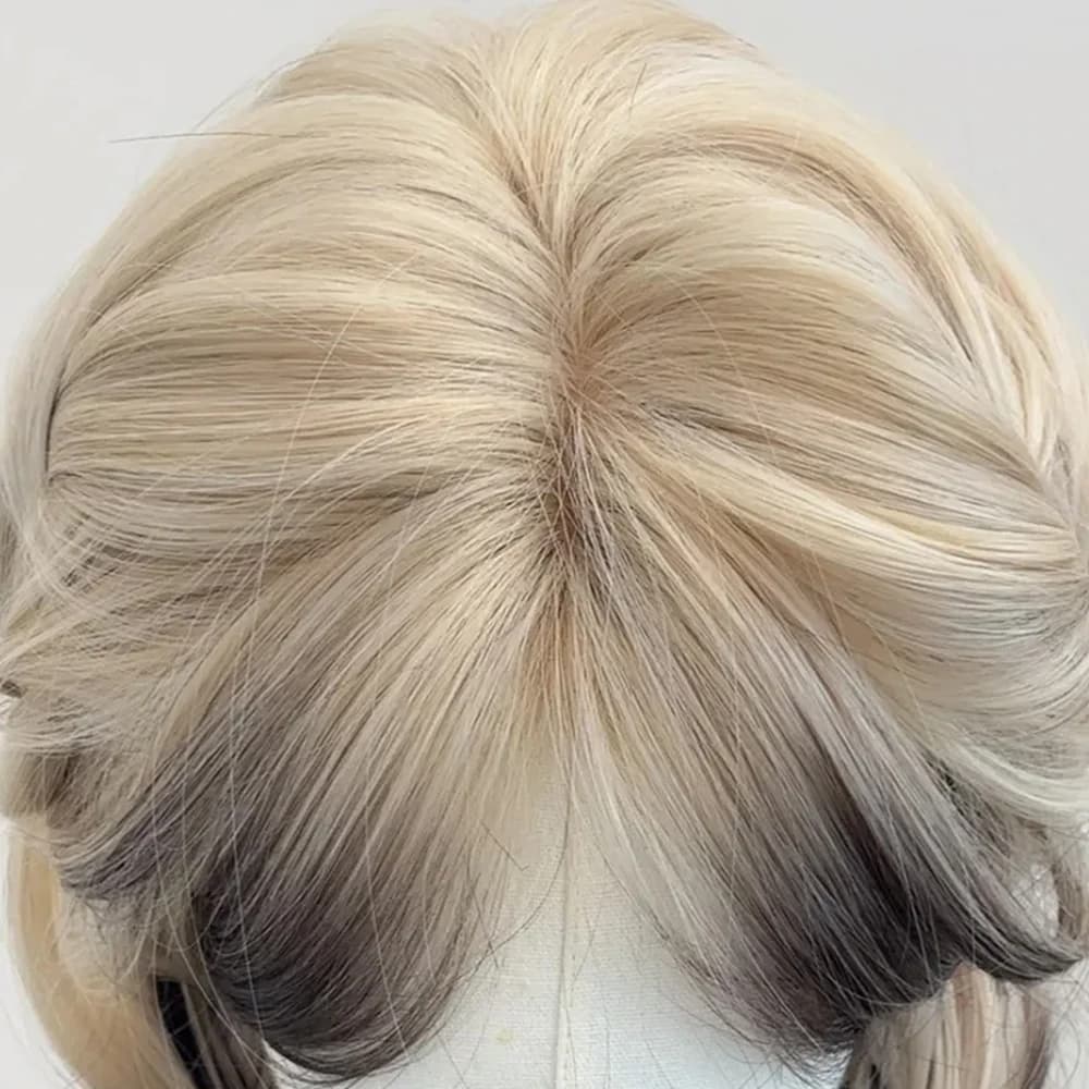 Perruque synthétique superposée noire Blonde ombrée pour Cosplay Lolita, perruque longue et lisse av