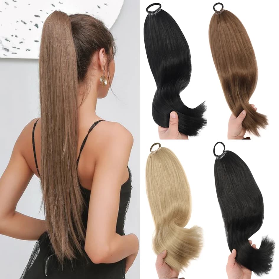 Perruque synthétique longue et droite de 18 pouces/20 pouces/22 pouces/24 pouces/26 pouces/28 pouces