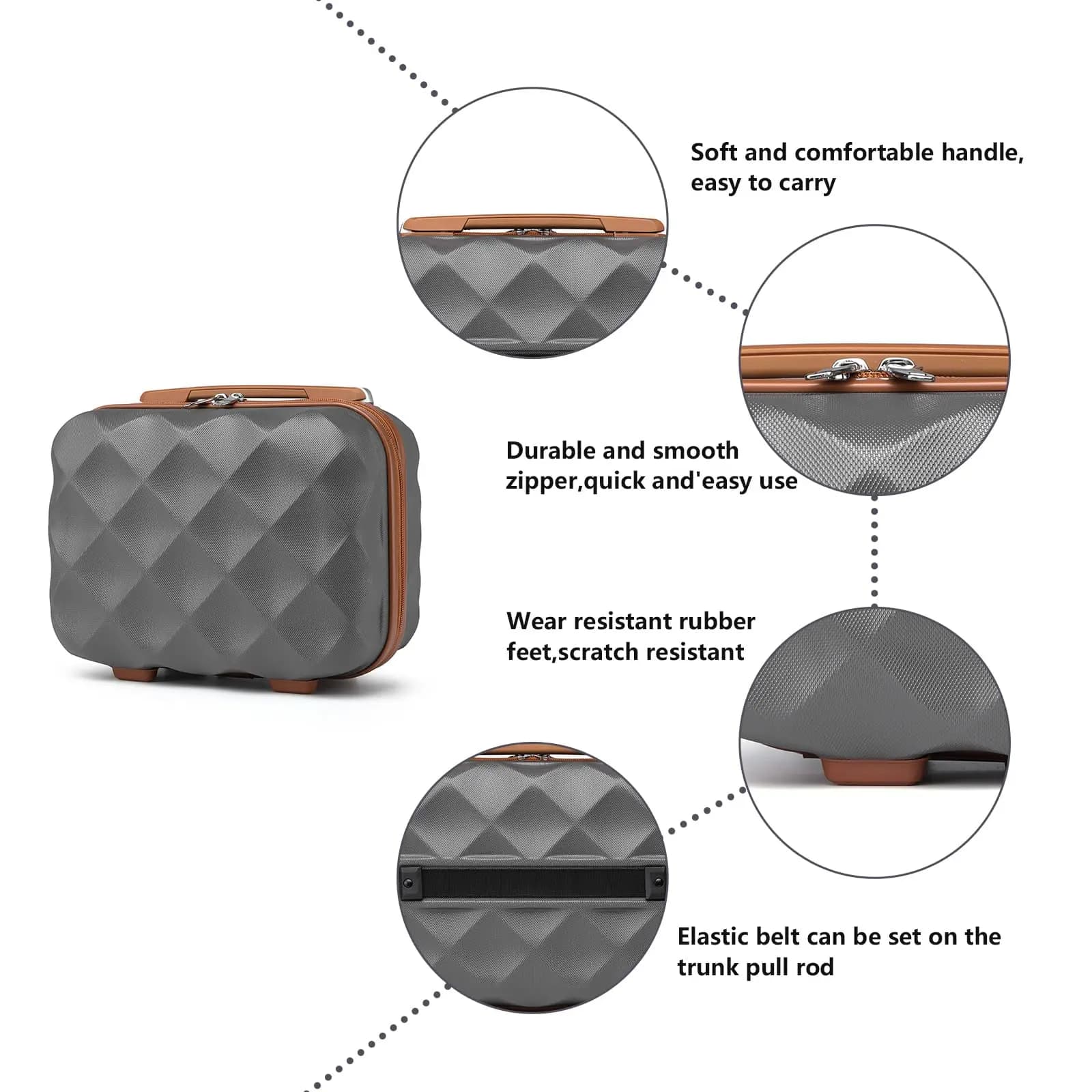 Étui de beauté pour voyageur britannique, mallette de maquillage rigide, bagage à main portable, poi