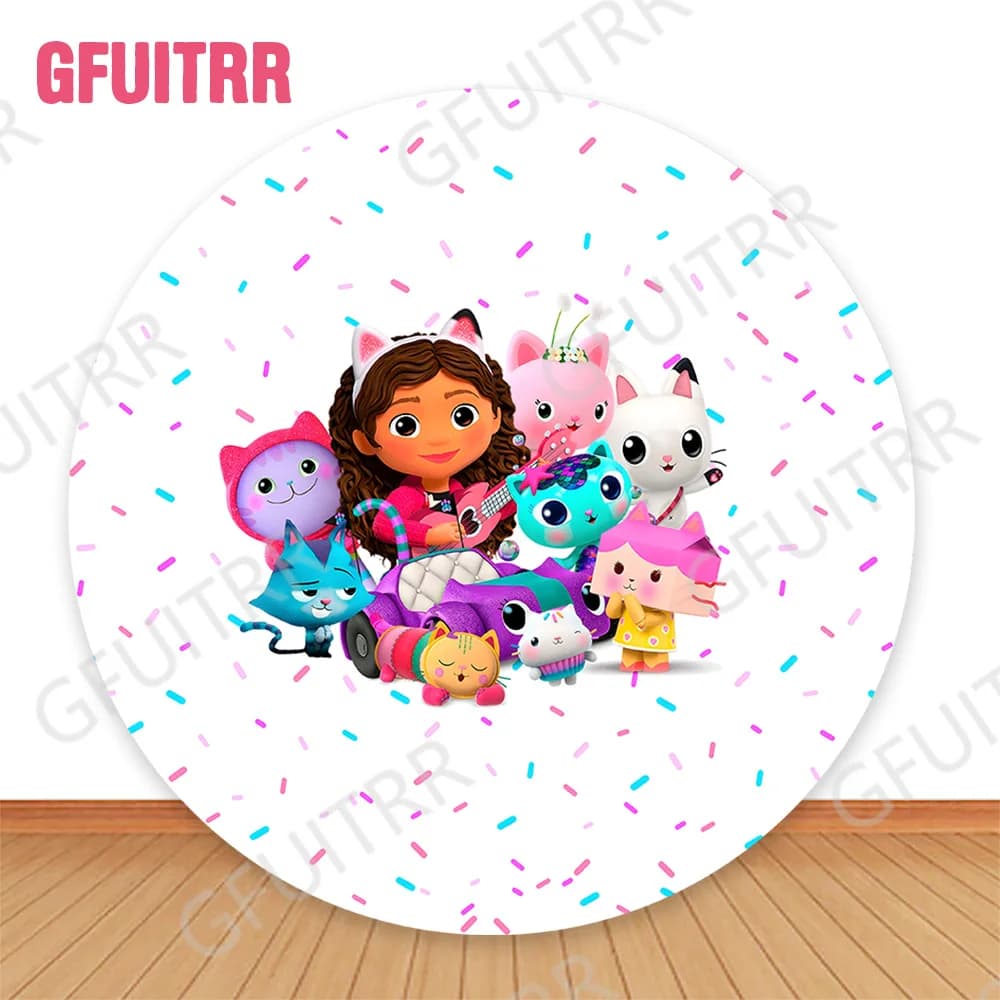 Maison de courses de Gabby, couvertures de cercle, décor de fête d'anniversaire pour enfants, points