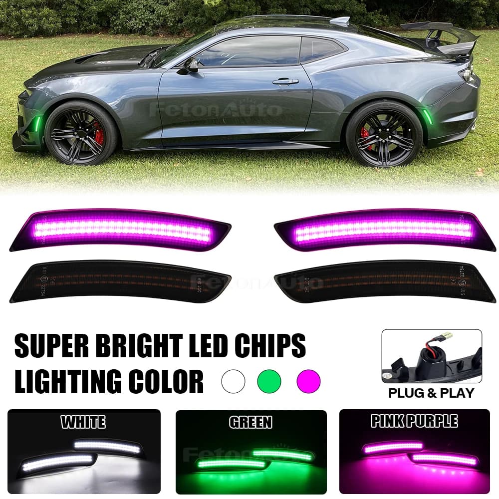 Kit de feux de position latéraux de voiture à LED complète, feux de passage de roue, avant ambre arr