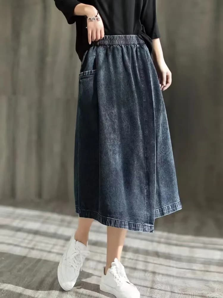 Amax luluE 2024 printemps nouveau Streetwear femmes mode Vintage jupes en Denim amples femmes de lux