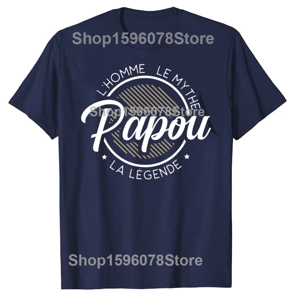 Papou t-shirt drôle texte français grand-père papa cadeau rétro hommes vêtements taille ue coton déc
