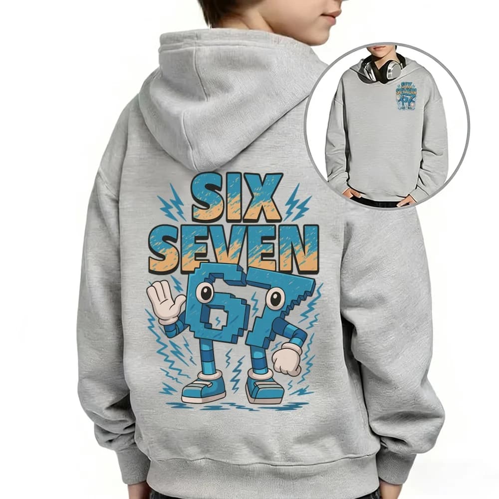 Sweat à capuche pour enfants imprimé Steal a Brainrot six or seven, chemisier décontracté à manches 