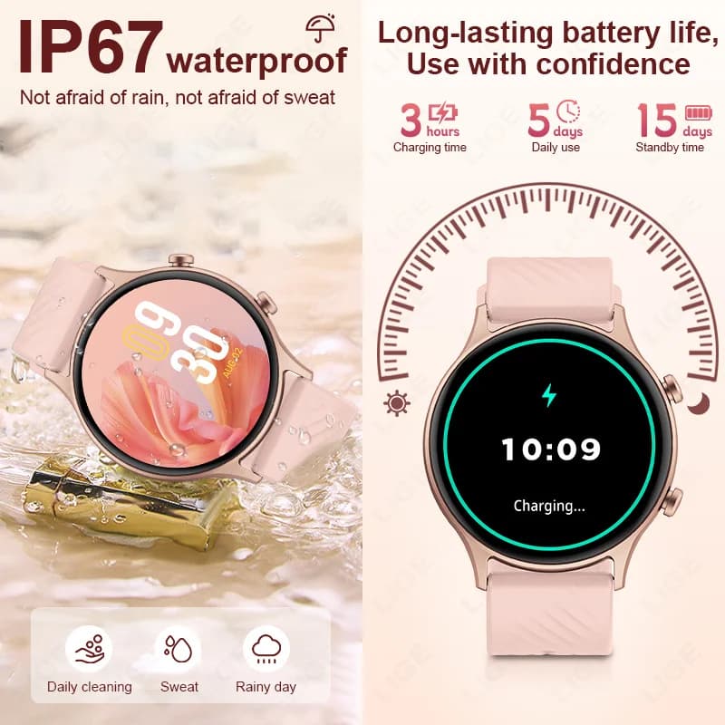 2025 nouvelle dame mode montre intelligente femmes AMOLED HD écran GPS fréquence cardiaque Bluetooth