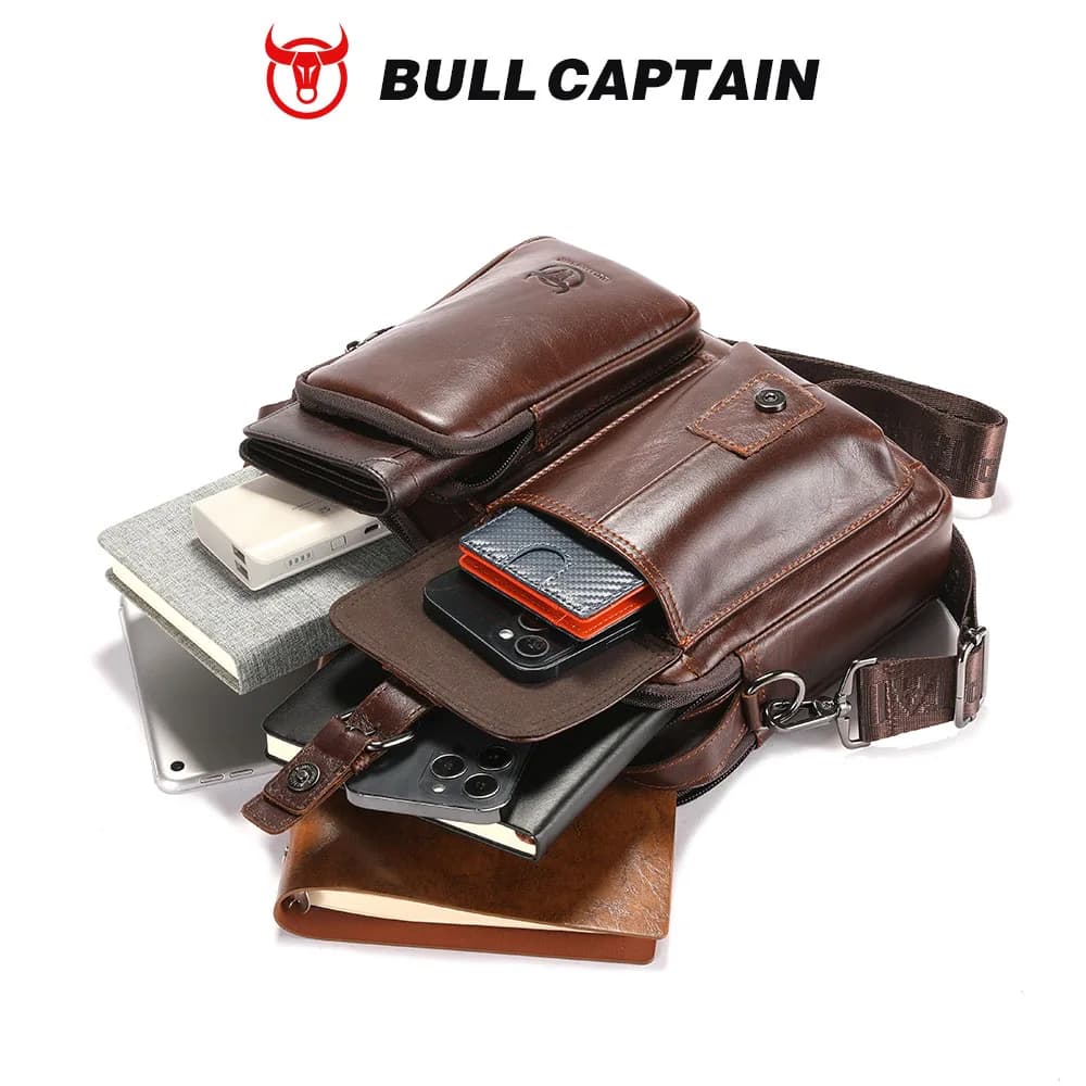 BULLCAPTAIN nouveau sac à bandoulière en cuir véritable pour hommes porte-documents pour hommes sac 