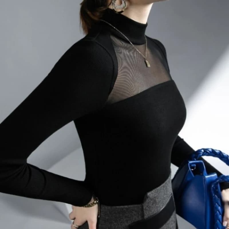 T-shirt manches longues femme, Slim, Sexy, élégant, bureau, Simple, design Patchwork, court, printem