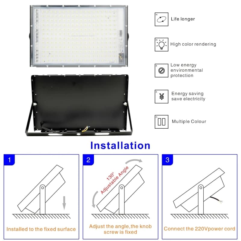 1/2/3 pièces 110V 220V Led projecteur 50W 100W 150W 200W projecteur extérieur IP65 étanche applique 