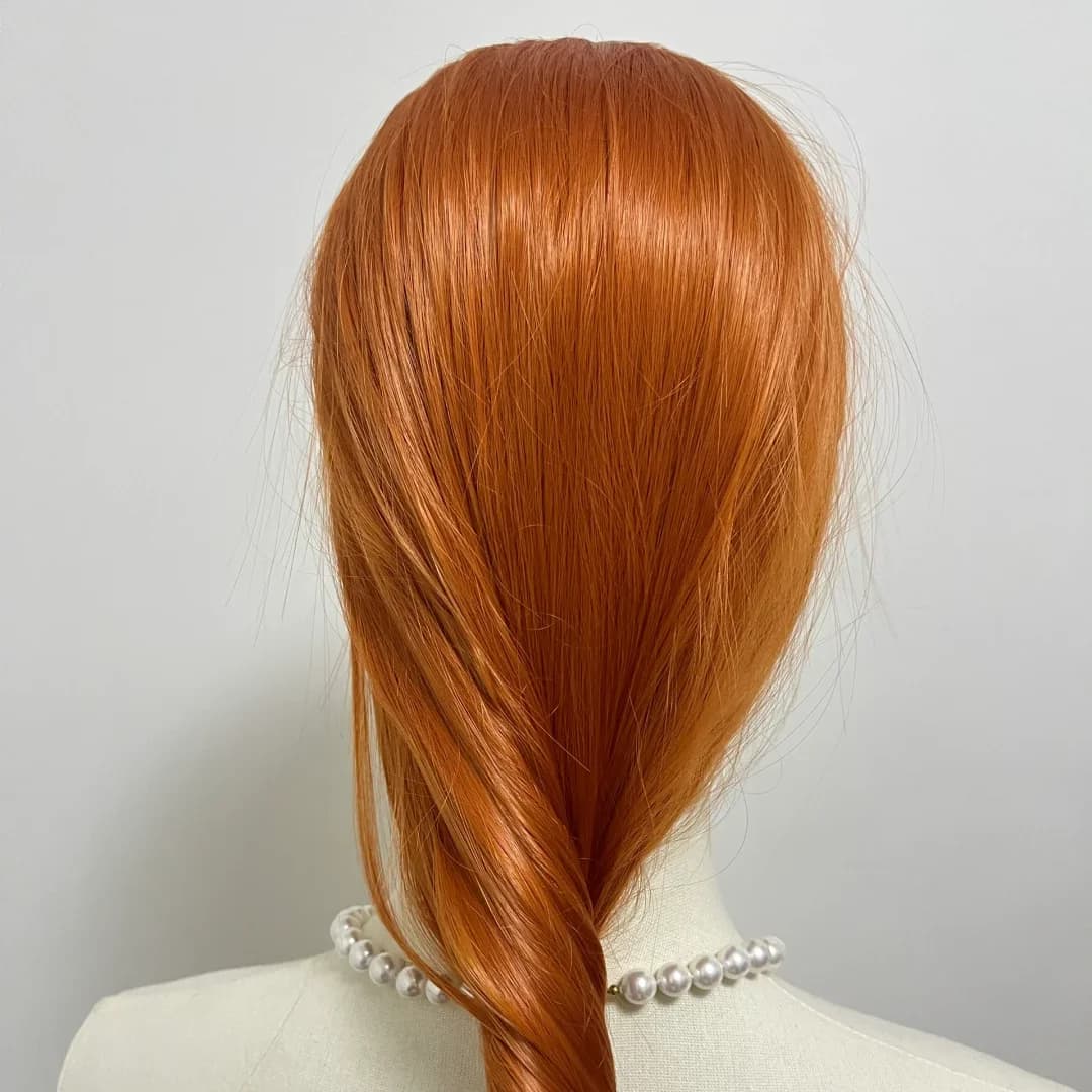 Perruque Lace Front Wig synthétique Orange gingembre, 26 pouces, longue et lisse, 13x4, aspect natur