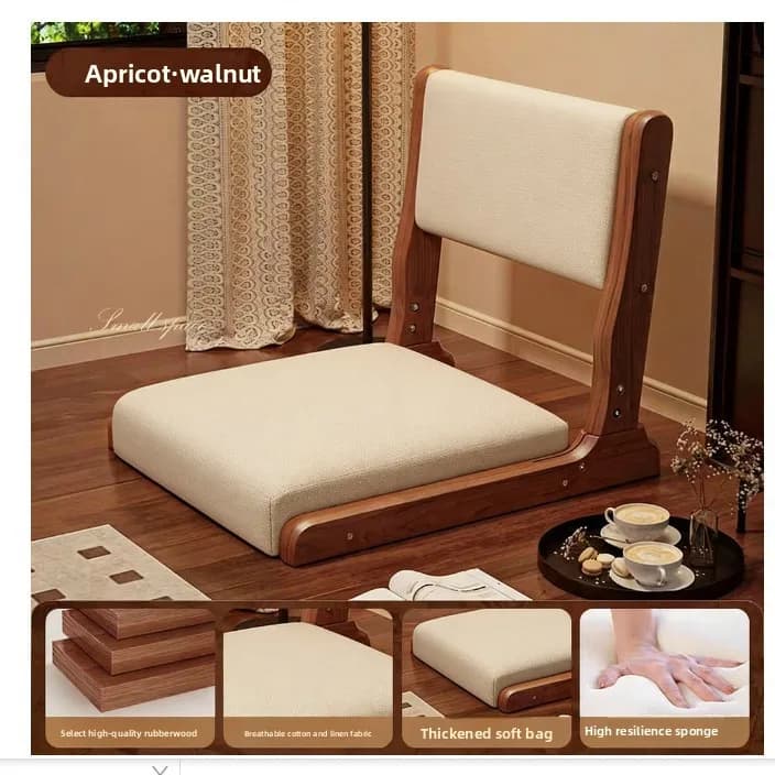 Fauteuil de loisirs pliant Tatami, chaise basse en bois massif, tabouret, fauteuil, chaise de sol pl
