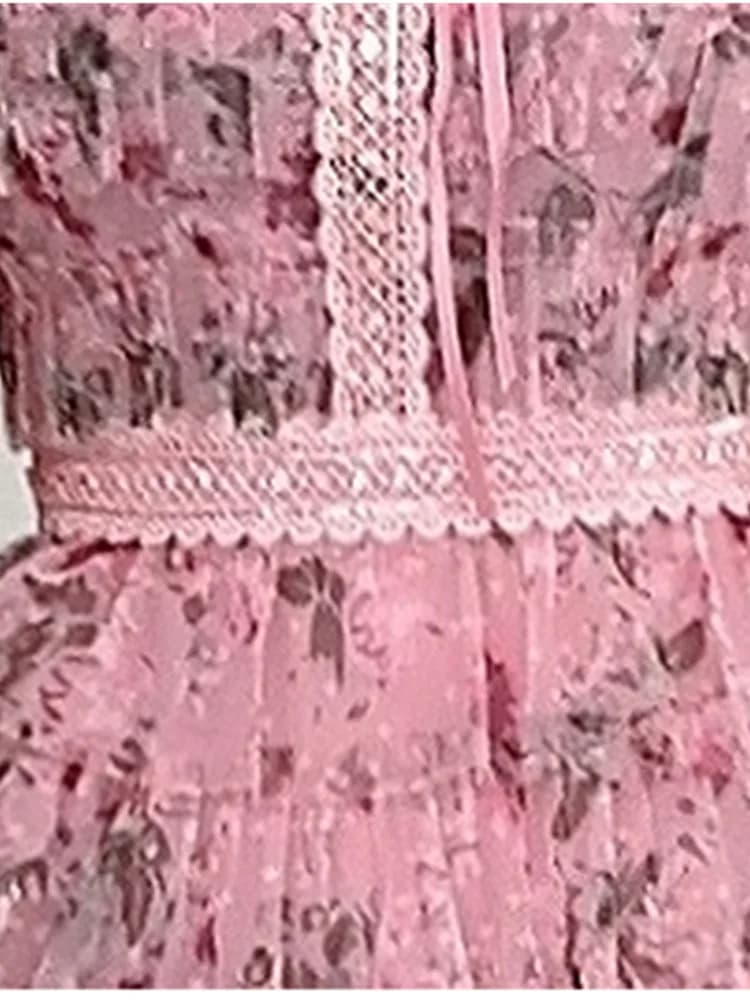 SMTHMA-Robe d'été légère à col perlé pour femme, robes de gâteau de style doux exquis, patchwork imp