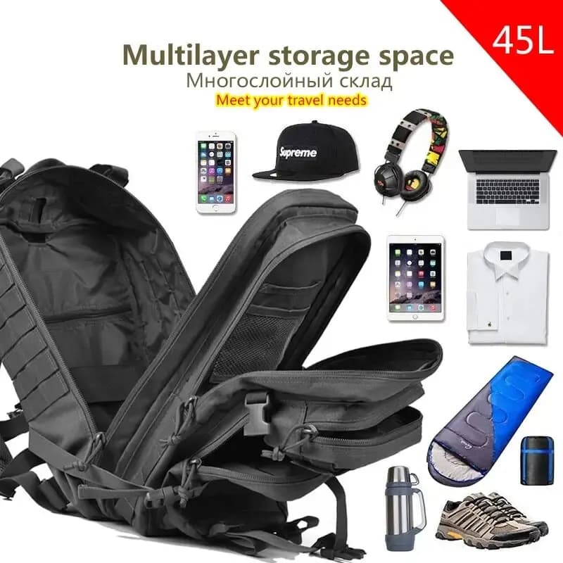 50L grande capacité hommes sac à dos tactique 3P Softback extérieur étanche Bug sac à dos randonnée 