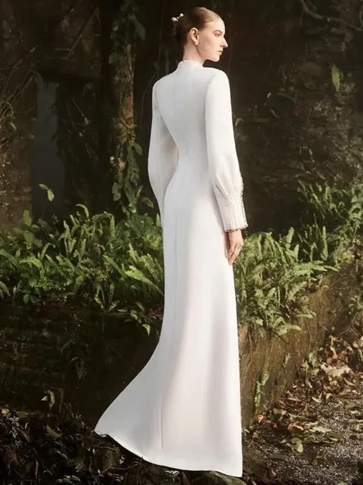 HIGH STREET Nouveauté 2026 Robe longue maxi de créateur pour femme, ornée de diamants et de perles, 