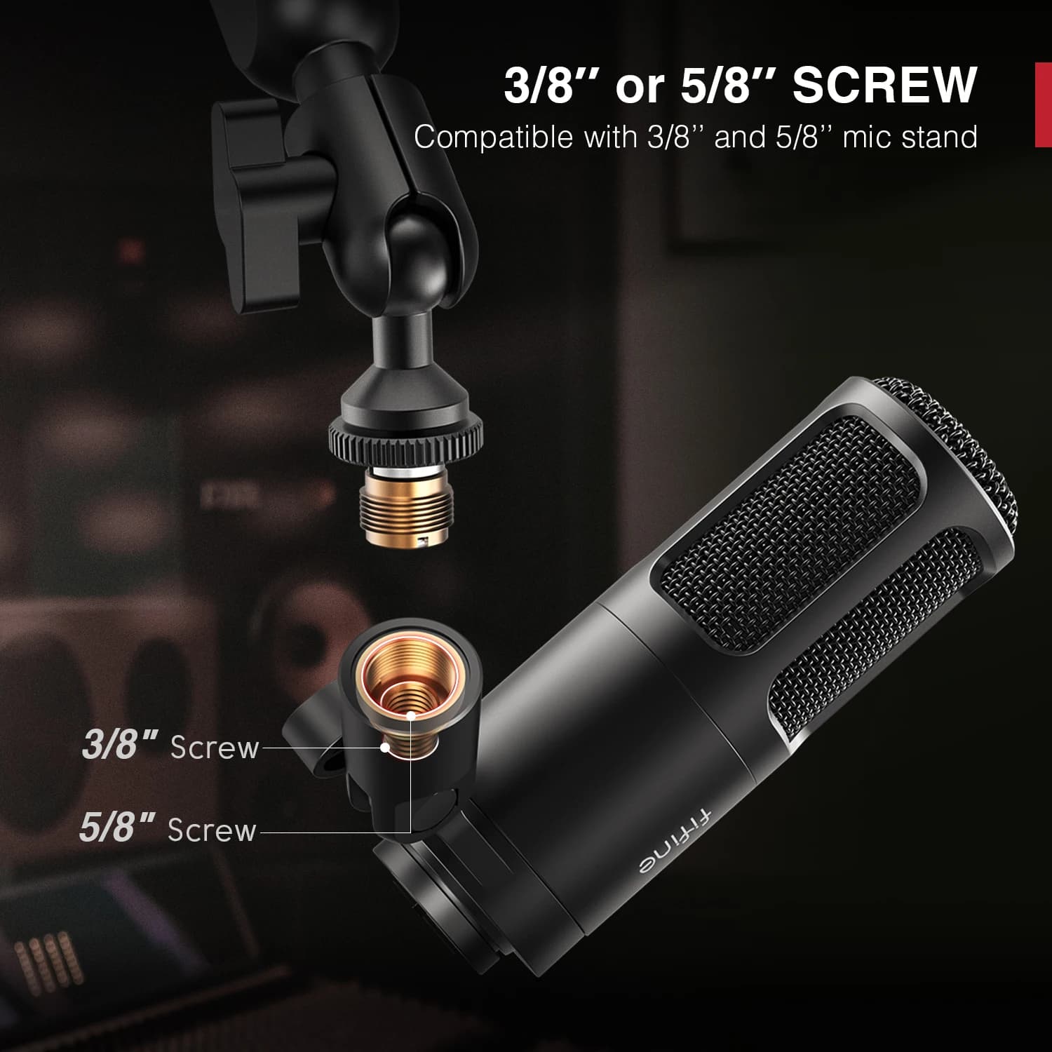 Microphone dynamique FIFINE XLR, micro de Podcast vocal avec motif cardioïde, micro en métal pour le