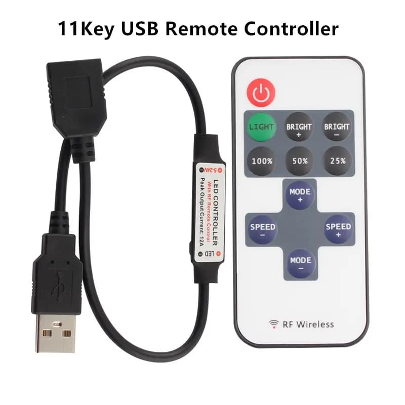 DC 5V USB LED bande lumineuse RGB contrôleur couleur unique IR Bluetooth télécommande RF télécommand