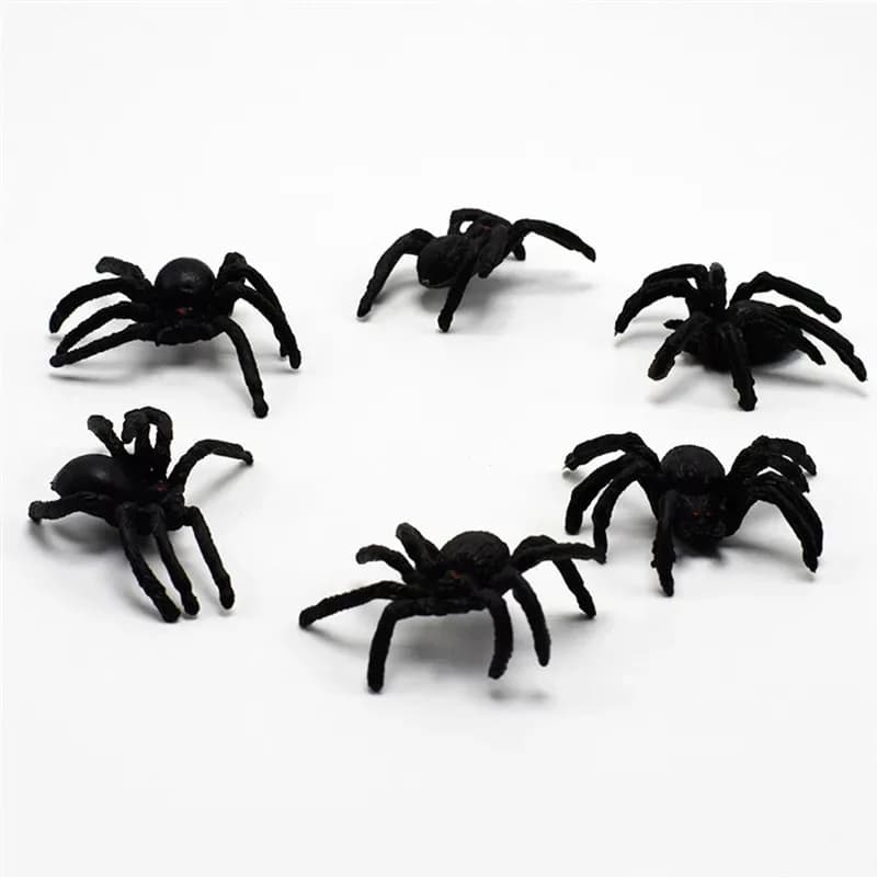 Lot de 10 araignées noires d'horreur de 4,5 cm, toile d'araignée pour maison hantée, fournitures de 