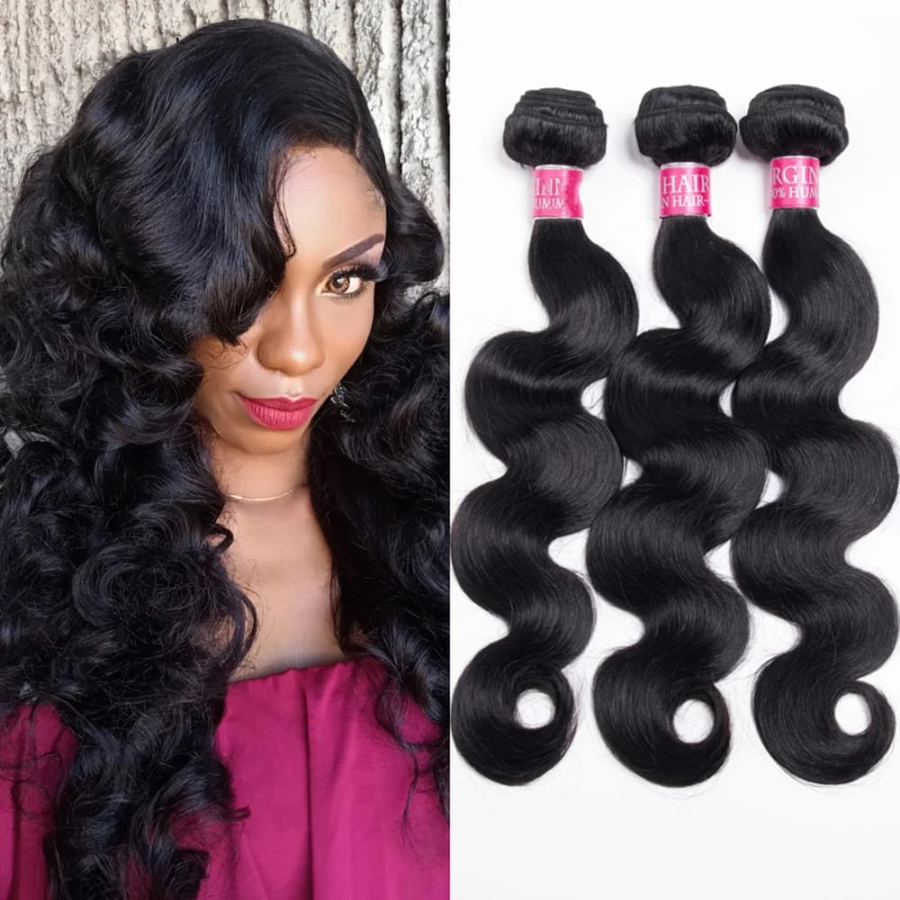 Extensions de Cheveux Humains Ondulés Naturels Brésiliens Remy – Lots de 1/3/4 Pièces Noirs Naturels