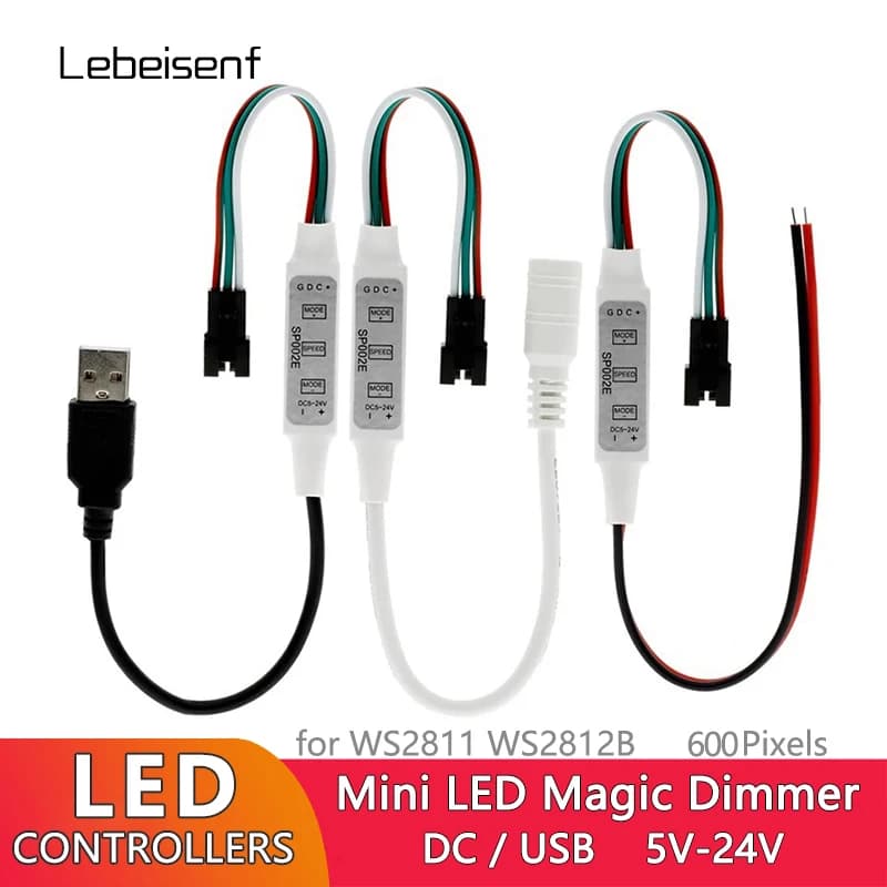 SP002E LED RGB contrôleur 600 Pixels variateur 3 touches DC5-24V USB 5V pour WS2811 WS2812B adressab