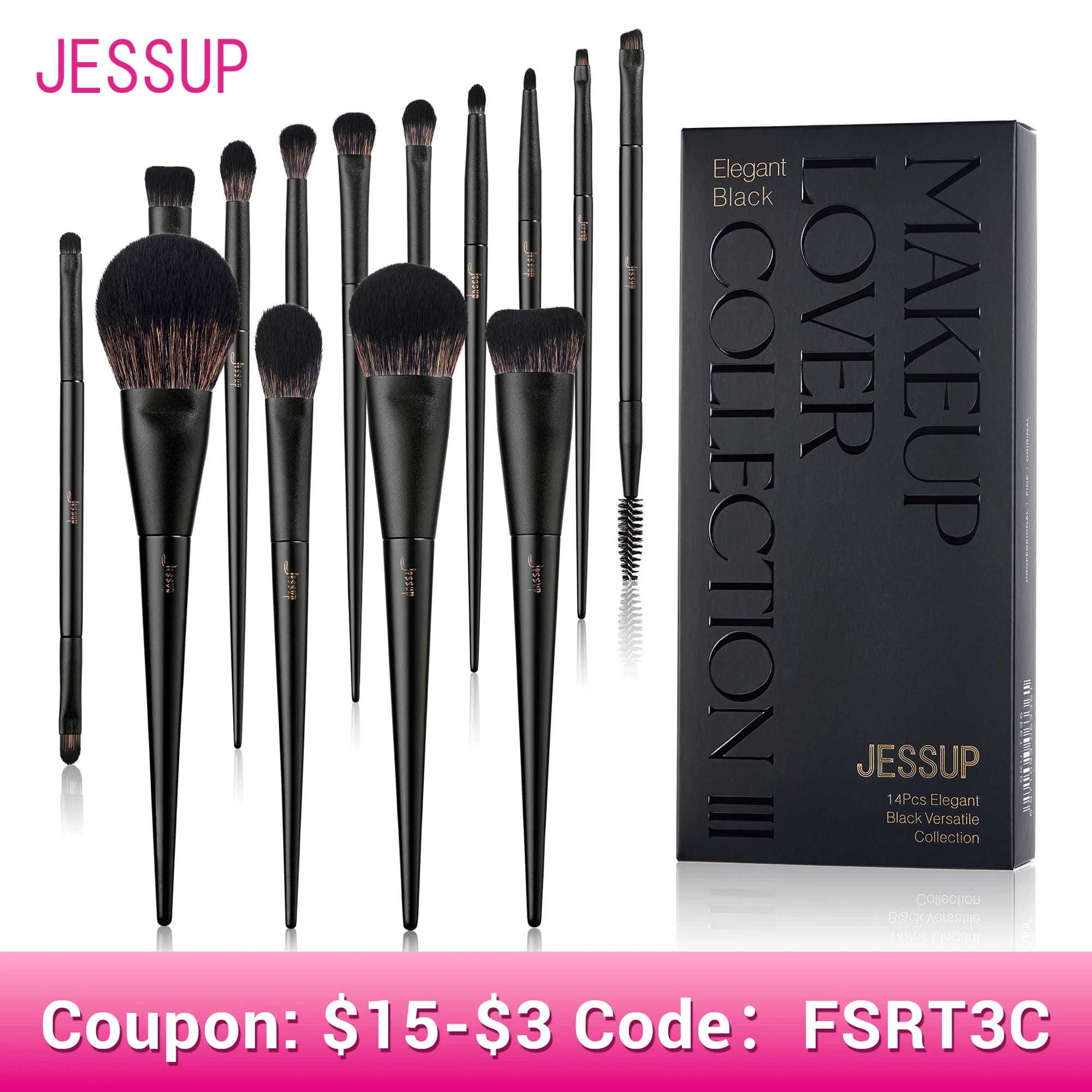 Jessup ensemble de pinceaux de maquillage, 10-14 pièces pinceau de maquillage Contour fond de teint 
