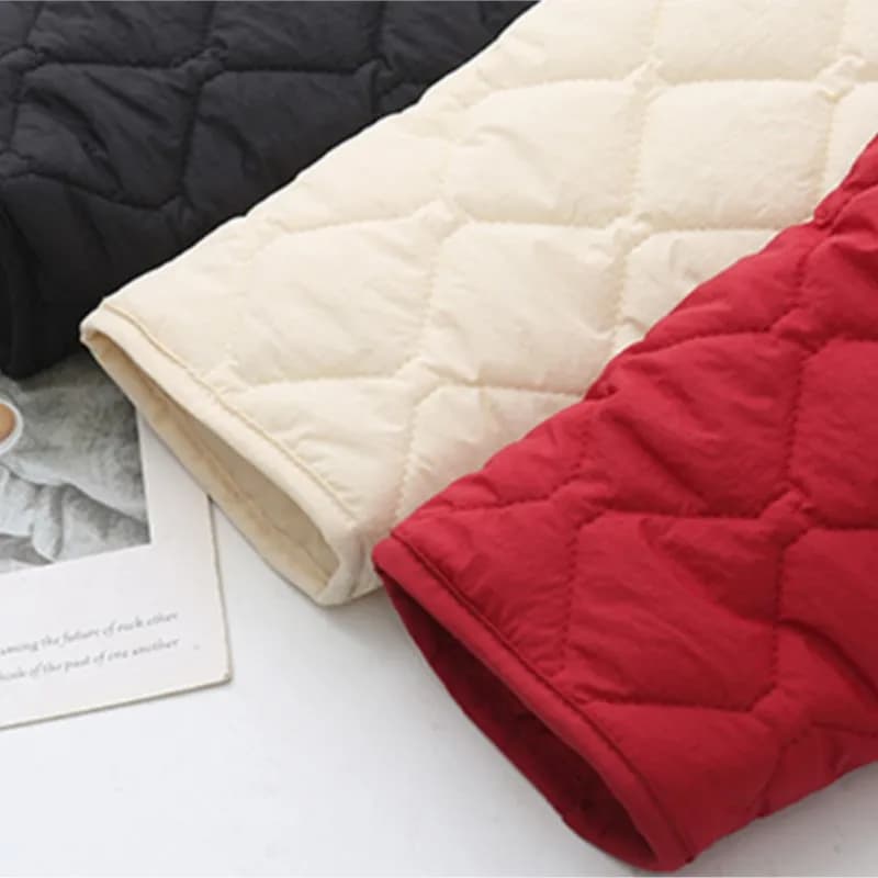 Parkas minces à manches Leurs lan simples pour femmes, manteau rembourré Argyle, veste matelassurera