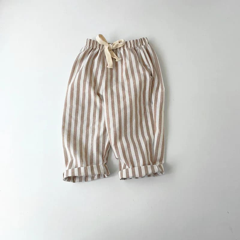 Pantalon à rayures en coton et lin pour garçon et fille, style décontracté, été automne