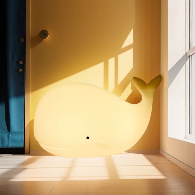 Lumière en Silicone de baleine de dessin animé, veilleuse LED, lampe d'ambiance RGB Rechargeable, dé
