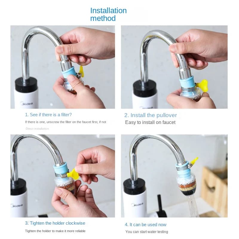Purificateur de robinet avec filtre à eau à 6 couches, pierre médicale, buse de charbon de coco pour