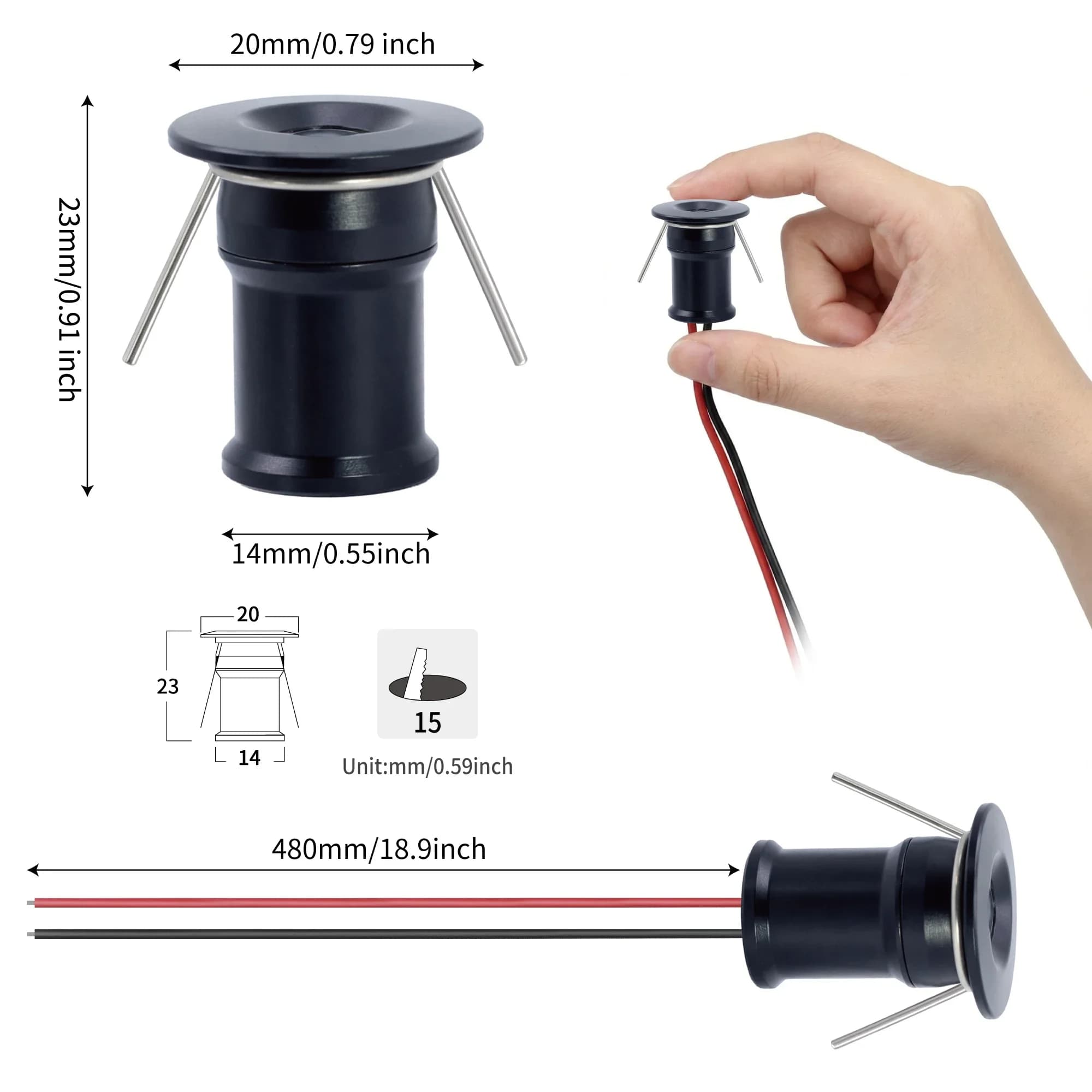 Mini projecteur LED 1W IP65, 9/18 pièces, avec driver 12V, éclairage d'ambiance dimmable pour plafon
