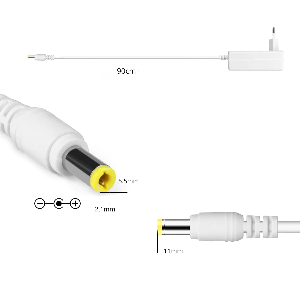 Adaptateur d'Alimentation pour Bande Lumineuse LED, AC 110V, 220V à DC 12V, 24V, 5.5mm x 2.1mm
