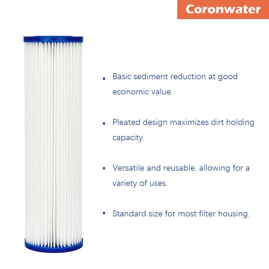 Cartouche filtrante plissée Coronwater en polyester, sédiments à haut débit pour filtre à eau, 2,75 