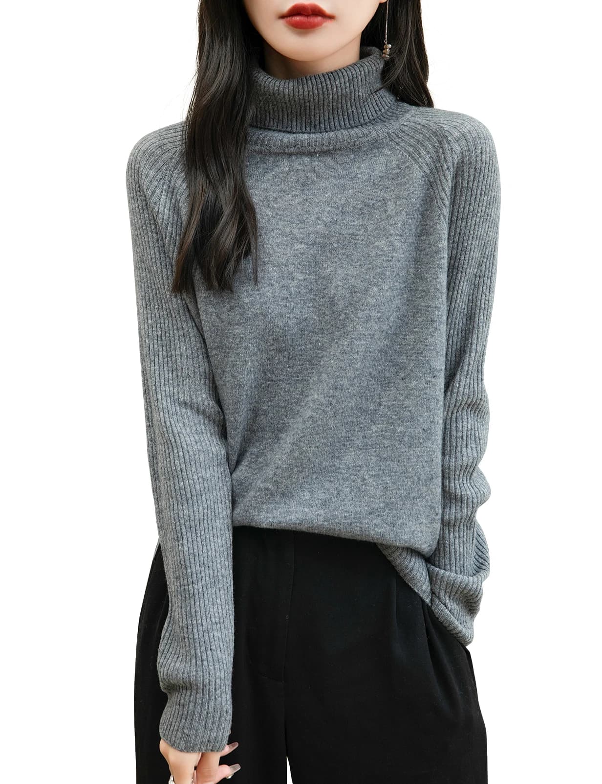 100% laine mérinos col roulé femmes pull nouveau automne hiver chaud doux pull femmes tricoté pull F