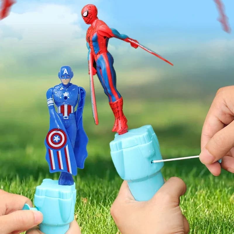 Anime Spiderman bambou libellule volant jouet Iron Man capitaine rotatif chaîne jouets volants jouet