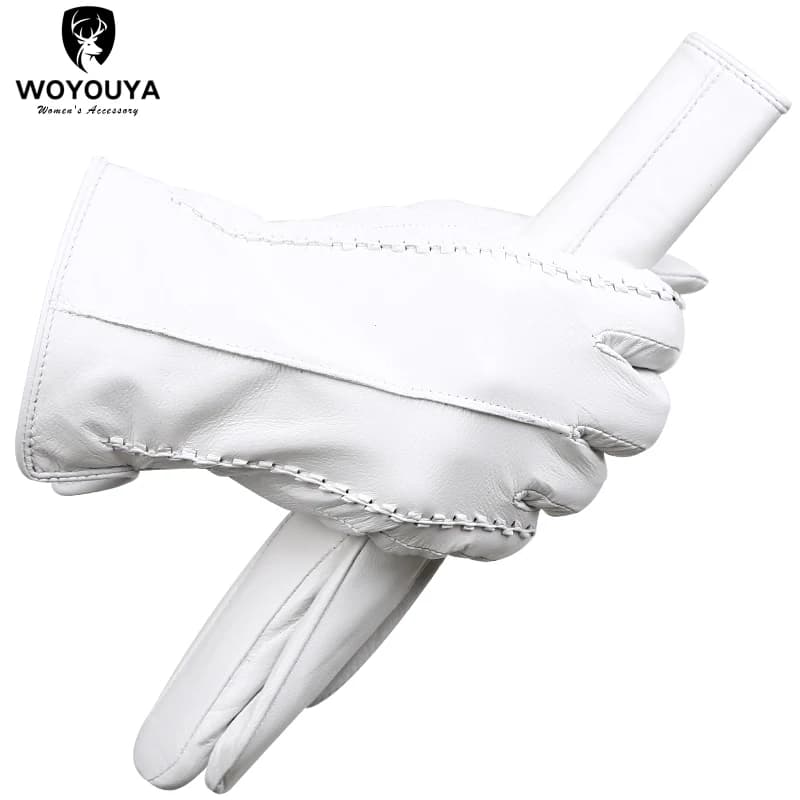 Gants en cuir blanc à la mode gants en cuir confortables femmes gants en cuir pour femmes de qualité