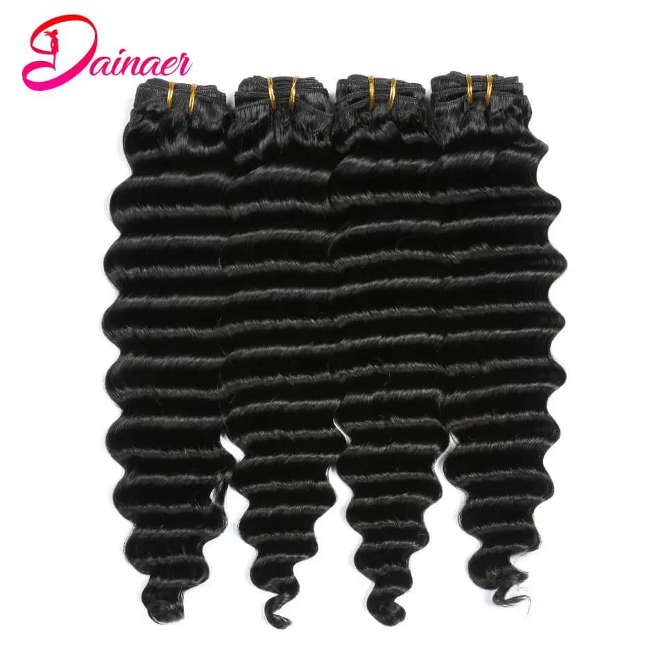 Tissage en Lot Brésilien Naturel Deep Wave avec Closure, 4x4
