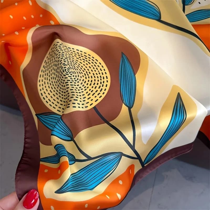 Foulard en soie imprimé à pois pour femmes, 70cm, imitation soie, élégant et polyvalent, sac à couvr
