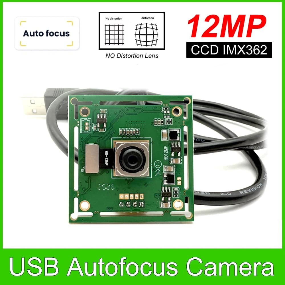 Module de caméra USB HD autofocus 12MP IMX362, capteur CCD 4K IMX179, objectif sans distorsion, UVC 