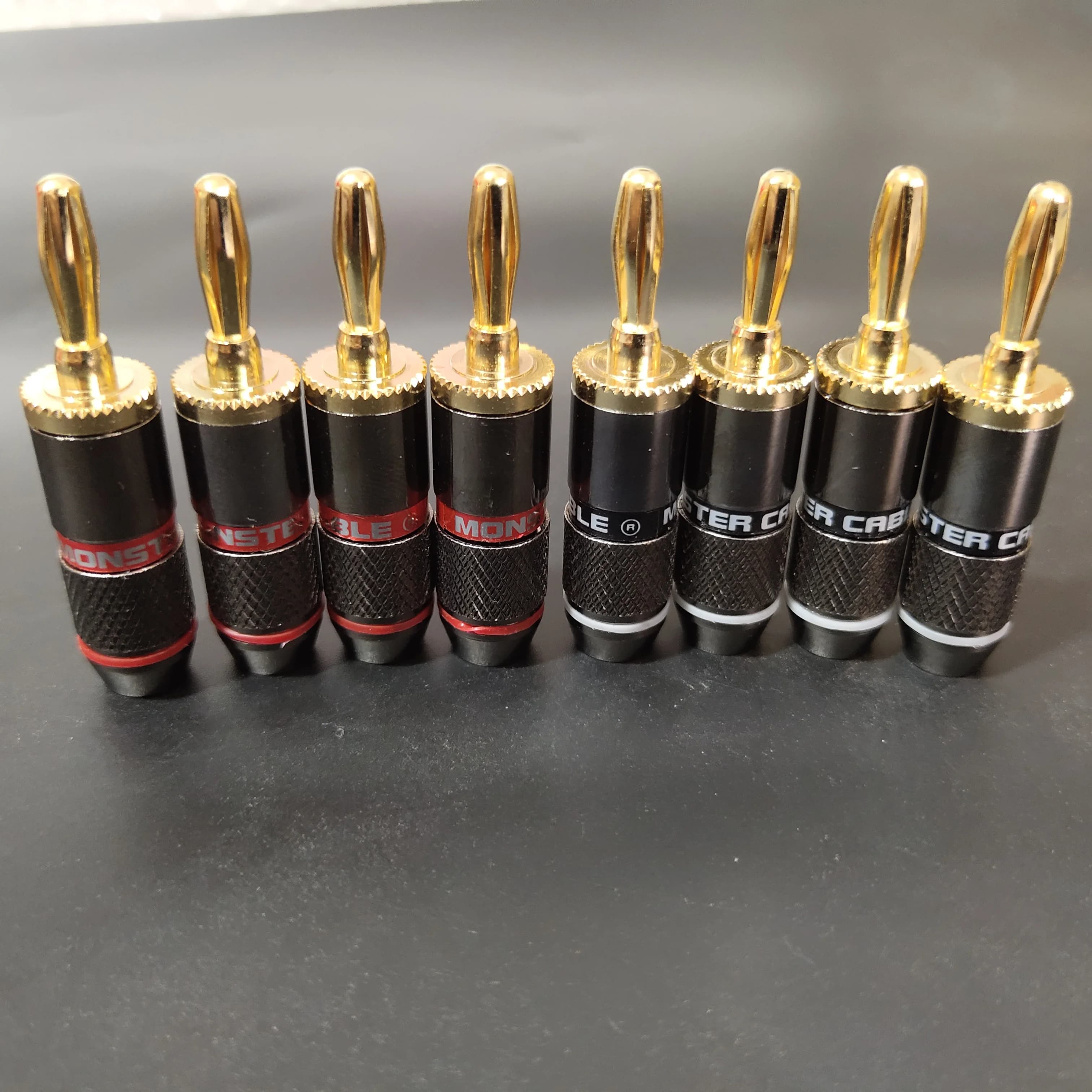 Monster series – fiche banane, fixation à vis sans soudure, plaqué or 24K, adaptateur de haut-parleu