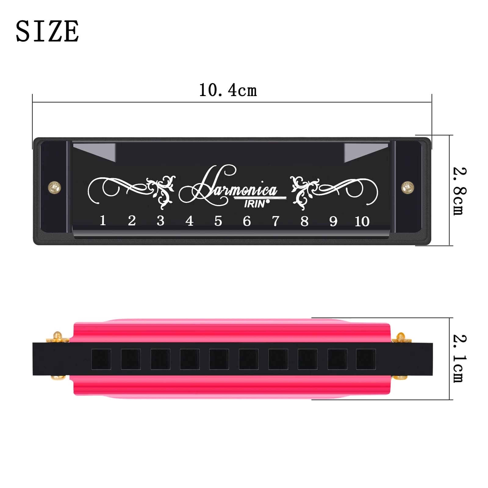 Harmonica professionnel 10 trous 10 tons couleur C ton Harmonicas avec étui cadeau de noël pour débu
