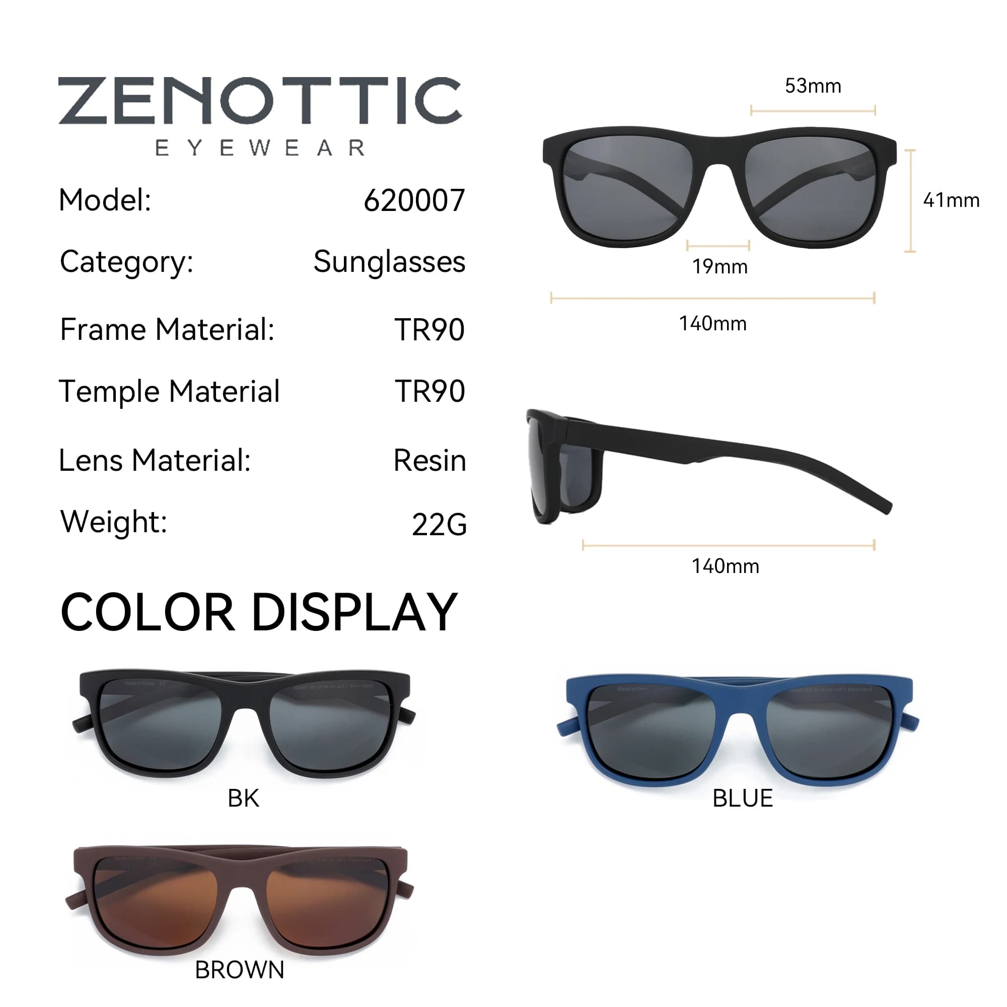 ZENOTTIC-Lunettes de soleil polarisées TR90 pour hommes, lunettes de soleil de conduite, miroir carr