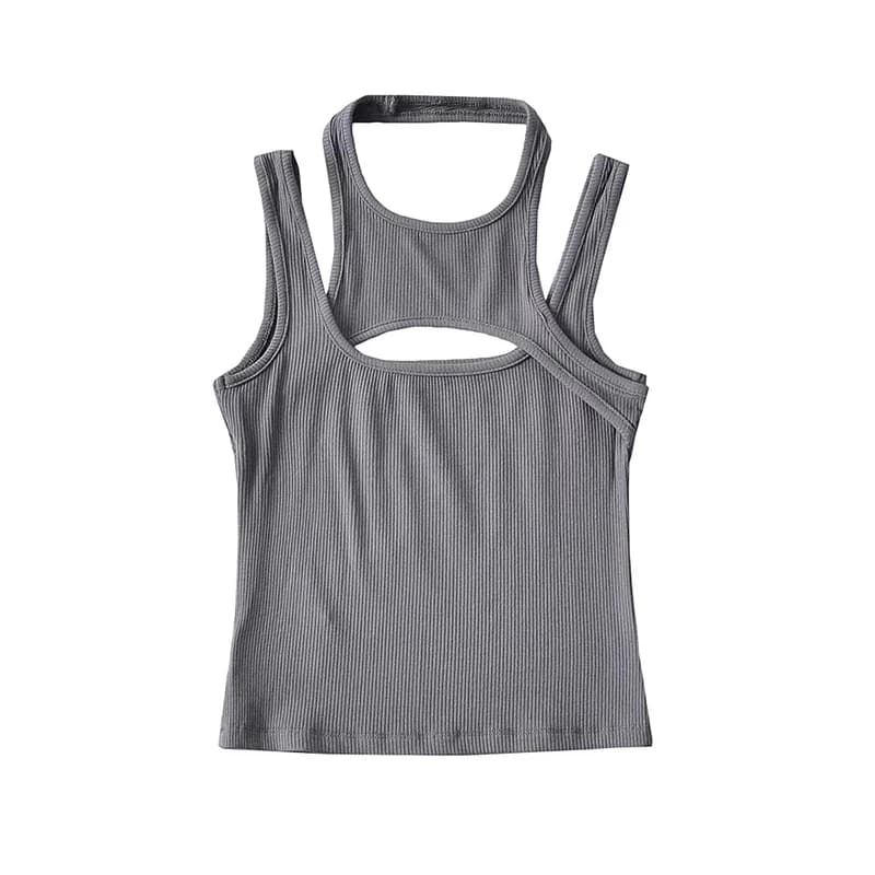 Asolls-Crop Top Y2K E-girl Hollow Out Corset Top, Fibro Neck, Mini GlaSemi, Casual, Sportive Summer