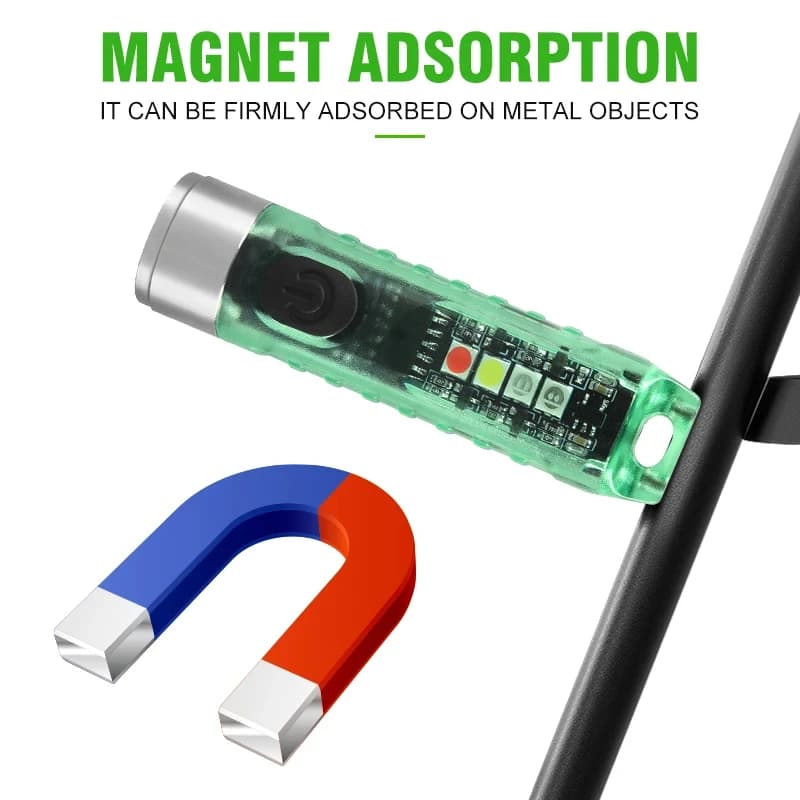Mini lampe de poche LED multifonction, étanche, porte-clés, Portable, étanche, avertissement magnéti