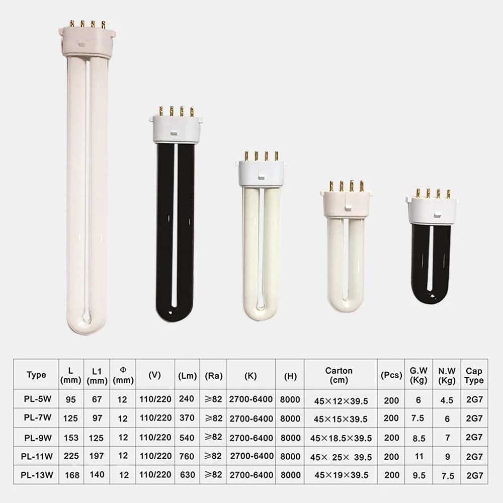 Tube de lampe anti-moustiques 220V, 5W 7W 9W 11W, piège à insectes à quatre broches 2G7, 365nm, choc