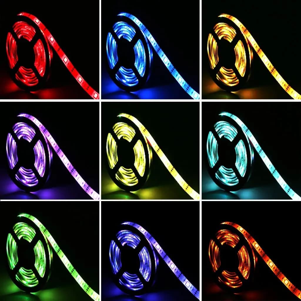 Bande lumineuse LED RGB, 5V 1M-30M, 16 millions de couleurs, RGB, synchronisation de la musique d'éc