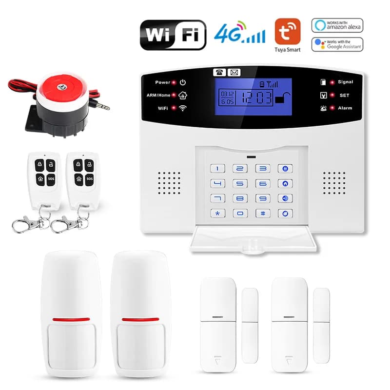 Système d'alarme de sécurité domestique intelligent DYGSM Tuya 4G+Wifi, système d'alarme anti-intrus