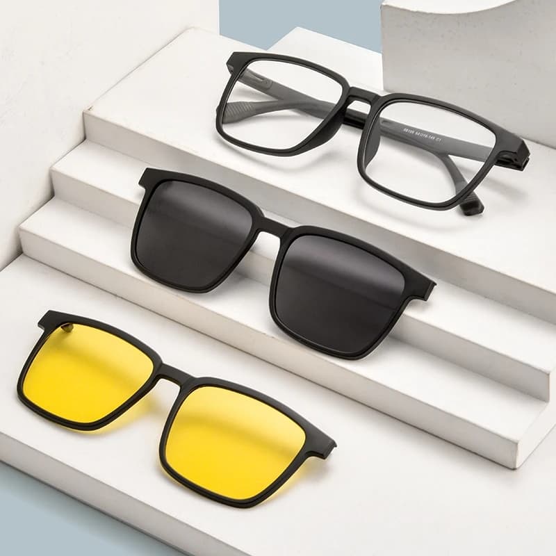 YIMARUILI – lunettes carrées à Clip magnétique, polarisées, Vision nocturne, Prescription optique, m