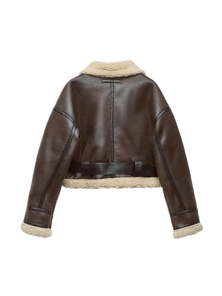Ailegogo automne hiver femmes chaud lâche fausse fourrure agneau court manteau streetwear femmes Vin
