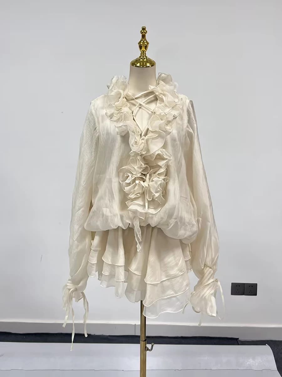 TWOTWINSTYLE – robe ample à fleurs 3D pour femmes, couleur unie, col en V, manches longues, Patchwor