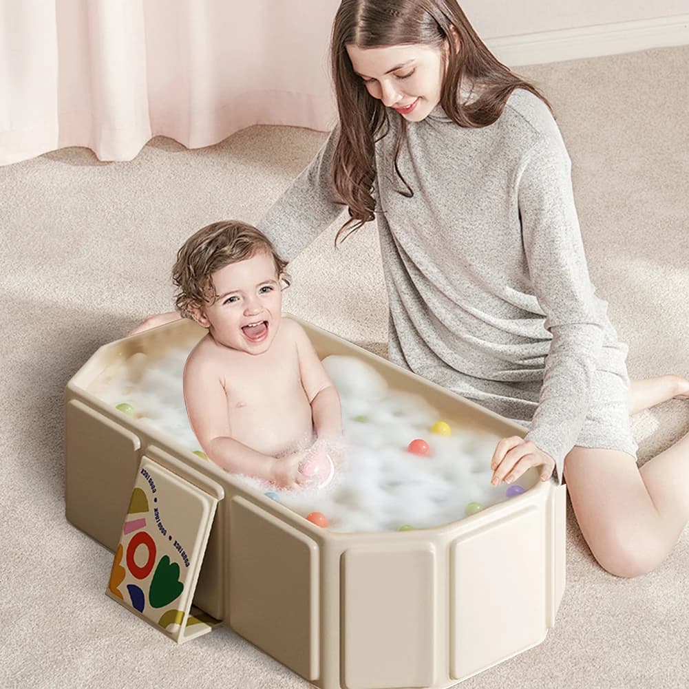 Baignoire pour bébé avec drain intégré, baignoire compacte pliable de qualité supérieure, baignoire 